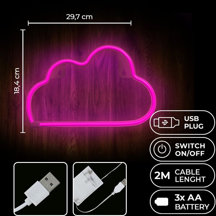 Neon LED ljós - Bleikt ský