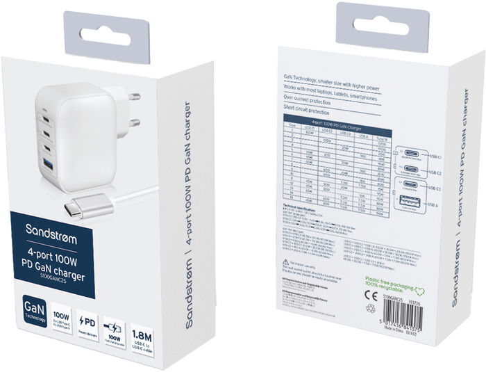 Sandstrøm 100 W 4x GaN hleðslutæki