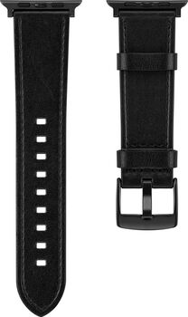 Sandstrøm leður ól fyrir Apple Watch 42/44/45 mm - Svört
