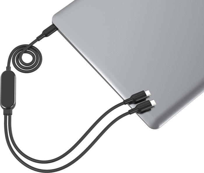 Sandstrøm 140W USB-C í 2x USB-C snúra - 2 metrar