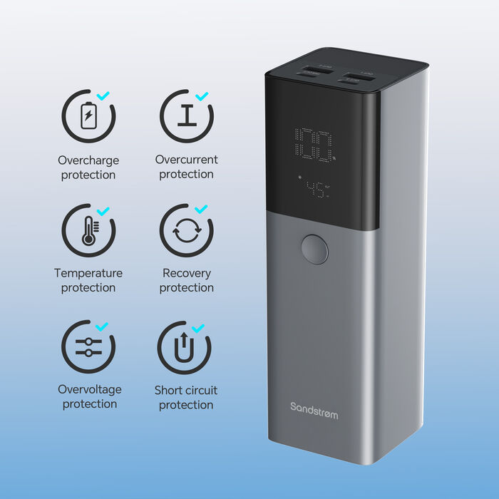 Sandstrøm 25.000 mAh ferðahleðsla fyrir fartölvur