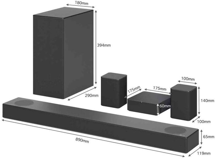 LG 5.1.2 S75QR hljóðstöng með bassaboxi