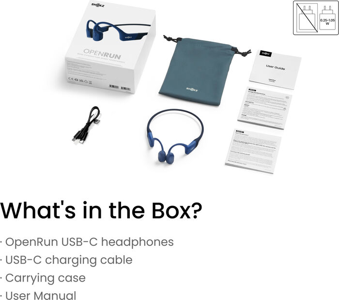 Shokz Openrun þráðlaus heyrnartól USB-C - Blá