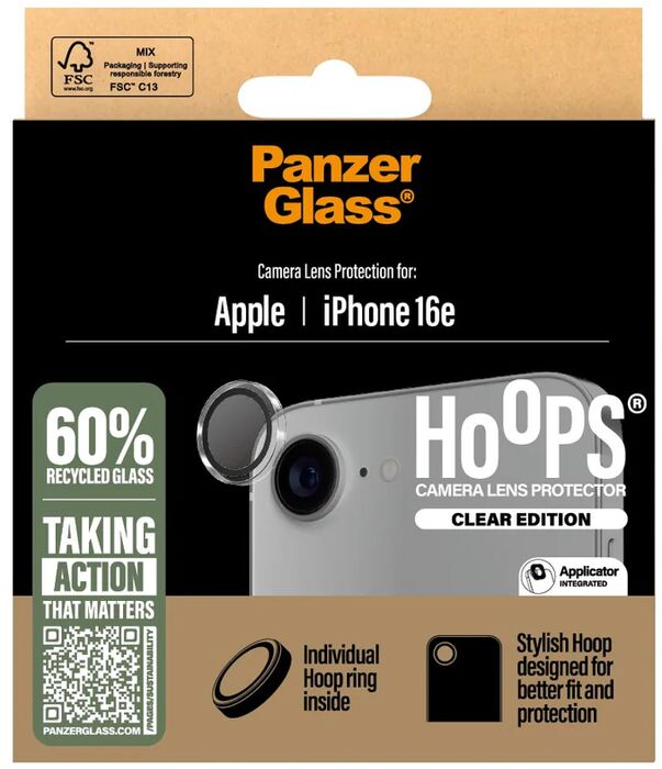 PanzerGlass iPhone 16e glær linsuvörn