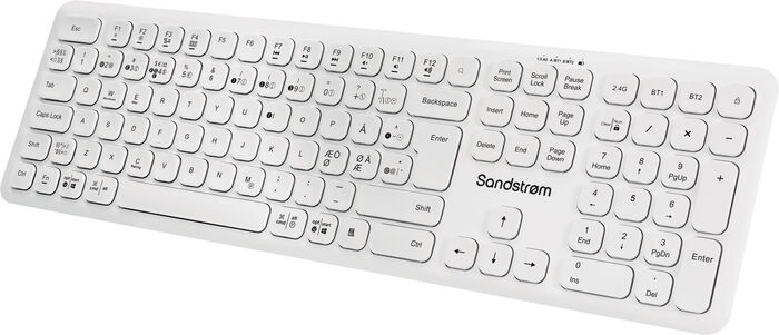 Sandstrøm Dual Mode þráðlaust lyklaborð - Hvítt