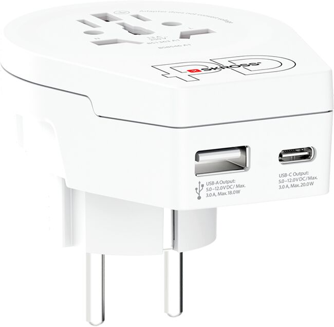 Skross World to Europe USB AC20PD breytikló - Hvít