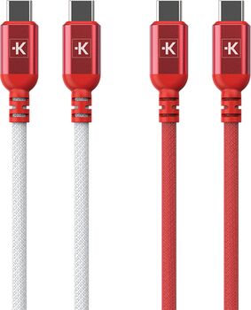 Skross Link Twin fléttaðar USB-C í USB-C snúrur - 2 x 1,5 metrar