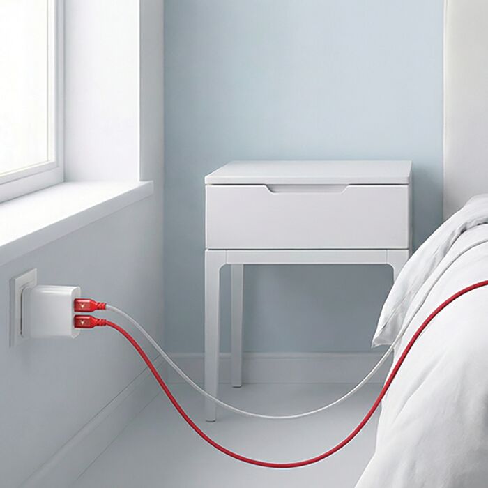 Skross Link Twin fléttaðar USB-C í USB-C snúrur - 2 x 1,5 metrar
