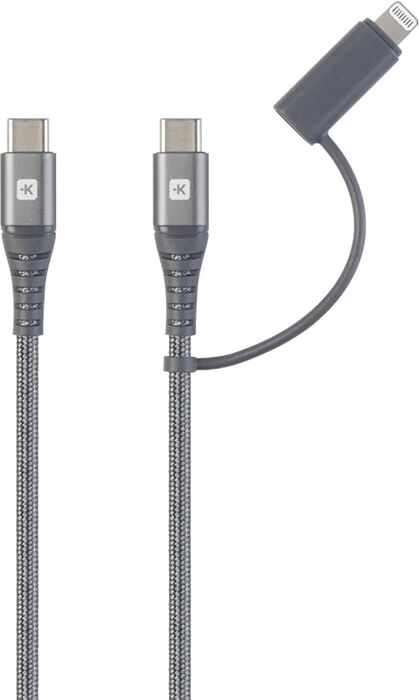 Skross USB-C Í USB-C+Lightning hleðslusnúra - 2 metrar
