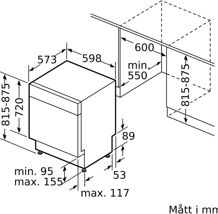 Bosch uppþvottavél Series 4 SMU4HVI72S - Stál