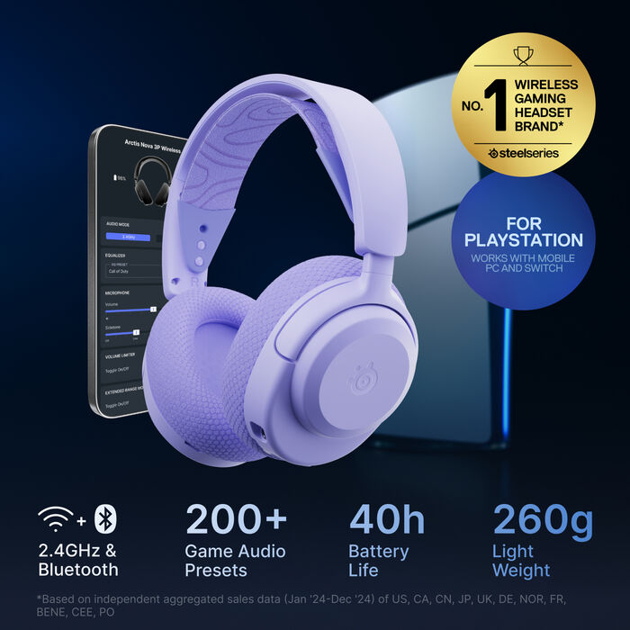 SteelSeries Arctis Nova 3 þráðlaus leikjaheyrnartól - Fjólublá