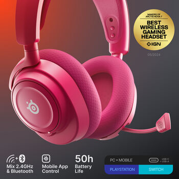 SteelSeries Nova 7 Gen 2 þráðlaus leikjaheyrnartól - Bleik