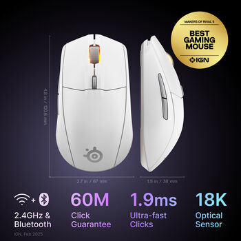 SteelSeries Rival 3 Gen 2 þráðlaus mús - Hvít