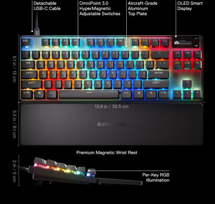 SteelSeries Apex Pro TKL Gen 3 lyklaborð - Svart