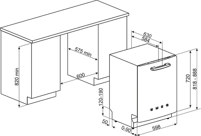 Smeg uppþvottavél STFABCR3 - Krem-Hvít