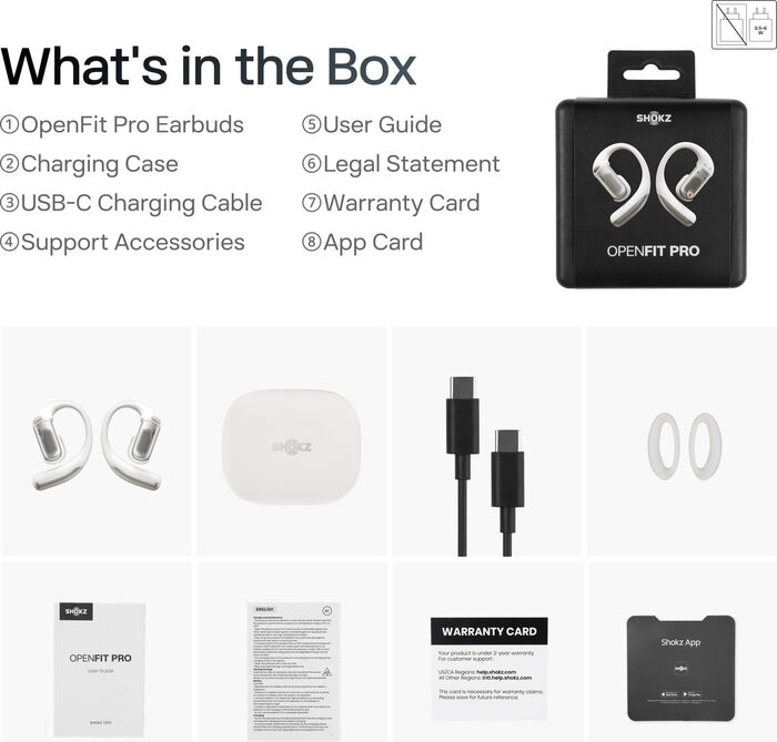Shokz OpenFit Pro heyrnartól - Hvít