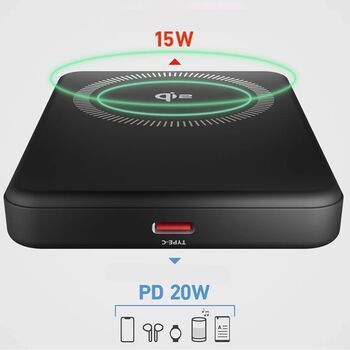 SBS Mag Power Bank Qi2 5000 mAh ferðahleðsla - Svört