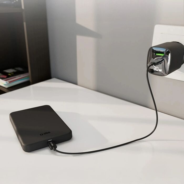SBS Mag Power Bank Qi2 5000 mAh ferðahleðsla - Svört