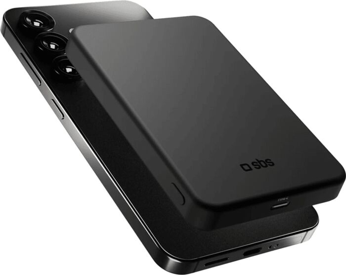 SBS Mag Power Bank Qi2 5000 mAh ferðahleðsla - Svört