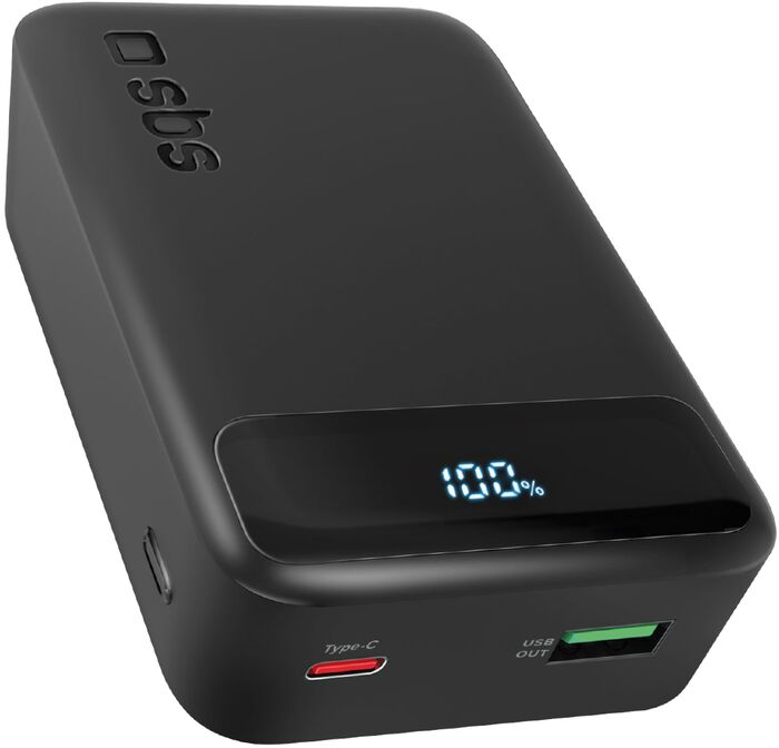 SBS Compact 20.000 mAh ferðahleðsla - Svört