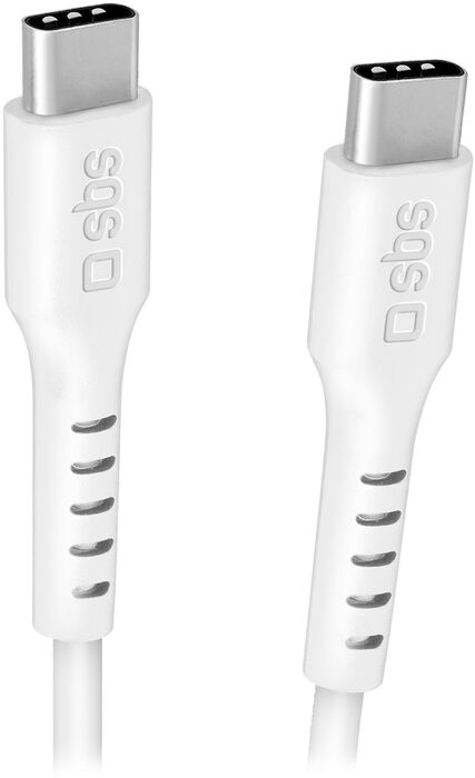 SBS 240 W USB-C í USB-C snúra - Hvít, 3 metrar