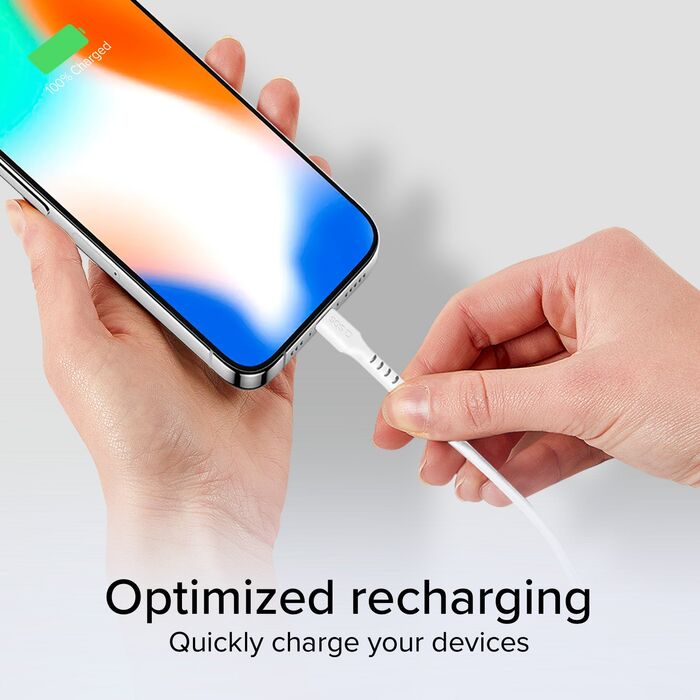 SBS 240 W USB-C í USB-C snúra - Hvít, 3 metrar