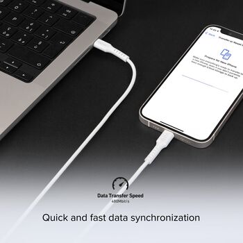 SBS 240 W USB-C í USB-C snúra - Hvít, 3 metrar