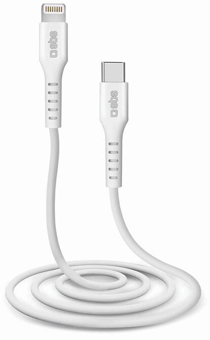 SBS USB-C í Lightning snúra - Hvít, 1 metri