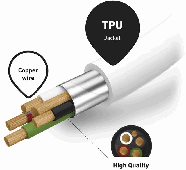 SBS USB-C í Lightning snúra - Hvít, 1 metri