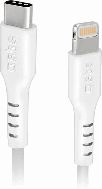SBS USB-C í Lightning snúra - Hvít, 1 metri