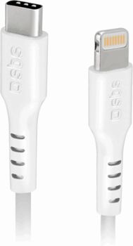 SBS USB-C í Lightning snúra - Hvít, 1 metri