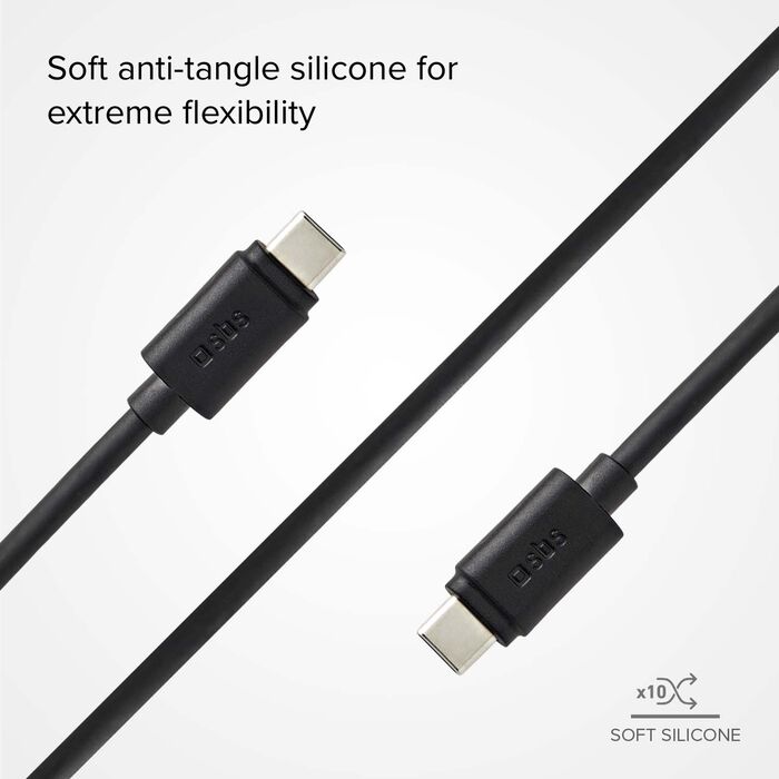SBS 60 W USB-C í USB-C snúra - Svört, 1,5 metrar