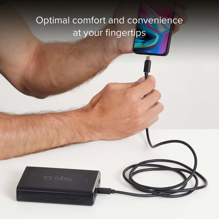 SBS 60 W USB-C í USB-C snúra - Svört, 1,5 metrar
