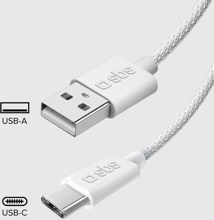 SBS USB-A í USB-C snúra - Grá, 1,5 metrar