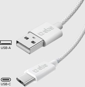 SBS USB-A í USB-C snúra - Grá, 1,5 metrar
