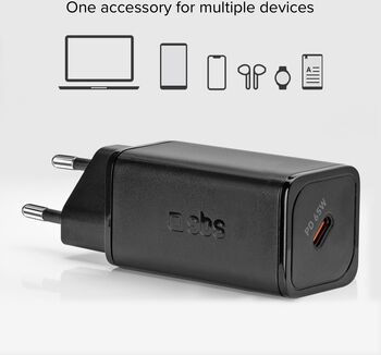 SBS NanoTube 65 W USB-C GaN hleðslukló - Svört
