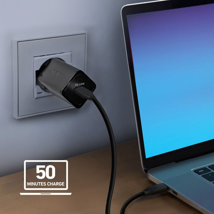 SBS NanoTube 65 W USB-C GaN hleðslukló - Svört