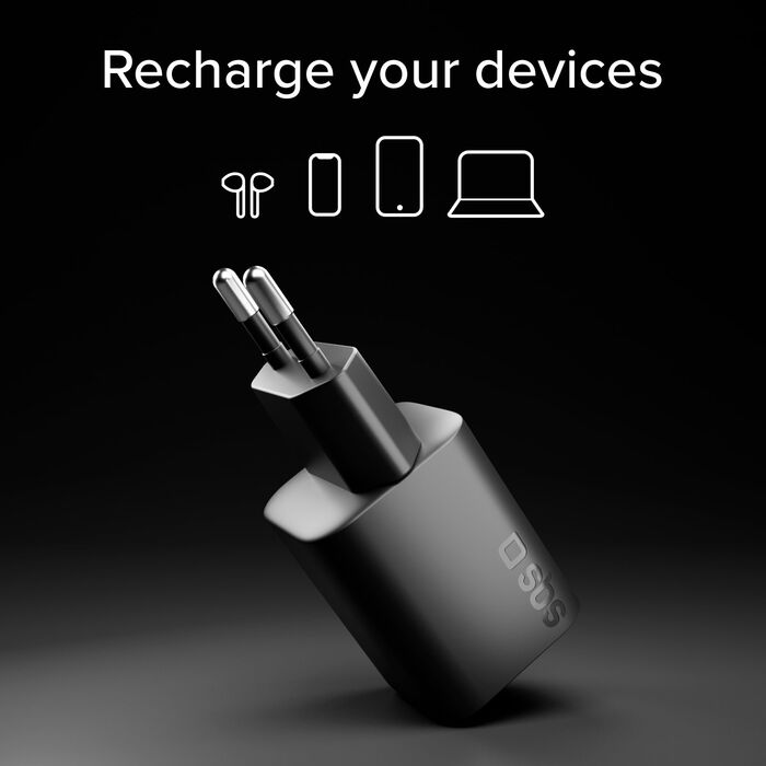 SBS 65 W USB-C GaN hleðslukló - Svört