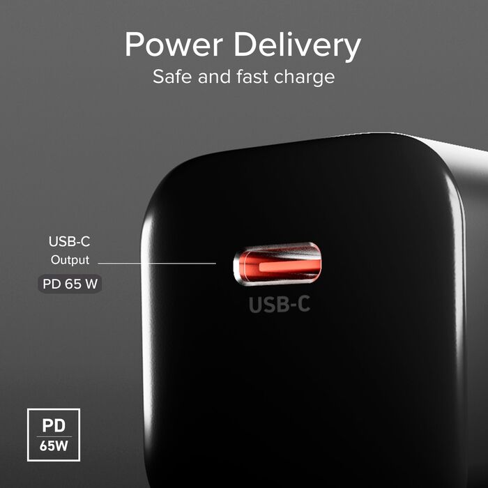 SBS 65 W USB-C GaN hleðslukló - Svört