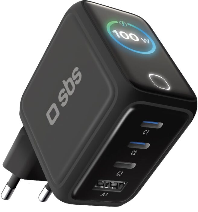 SBS 100 W GaN hleðslukló með skjá - Svört