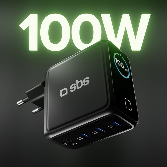 SBS 100 W GaN hleðslukló með skjá - Svört
