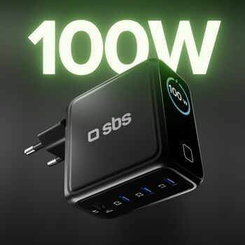 SBS 100 W GaN hleðslukló með skjá - Svört