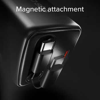 SBS 65 W USB-C GaN hleðslukló með inndraganlegri snúru - Svört