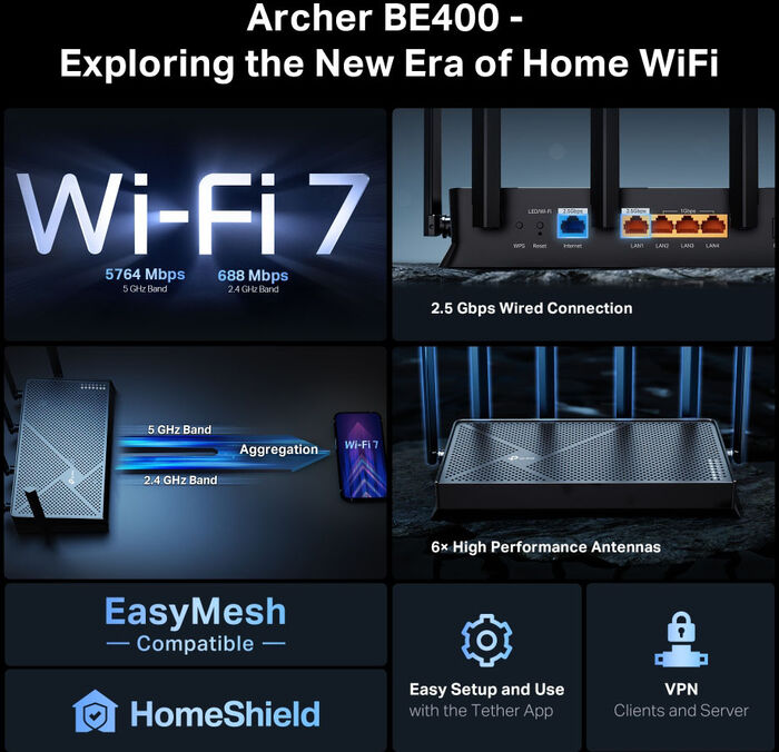 TP-Link Archer BE400 WiFi 7 netbeinir