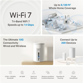 TP-Link Deco BE68 Wi-Fi 7 Mesh netkerfi - 2 í pakka