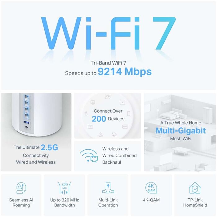 TP-Link Deco BE65 mesh Wi-Fi 7 netkerfi - 2 í pakka
