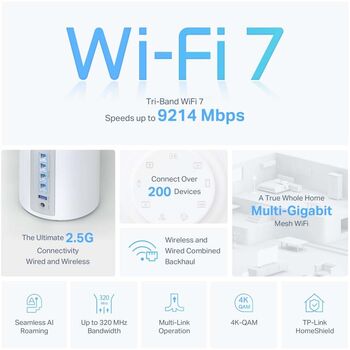 TP-Link Deco BE65 mesh Wi-Fi 7 netkerfi - 2 í pakka