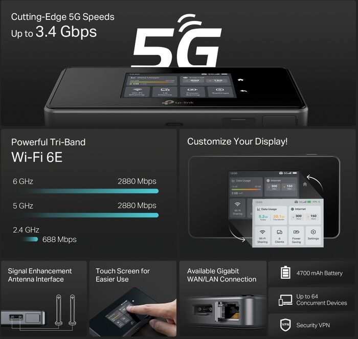 TP-LINK M8550 5G þráðlaus netbeinir