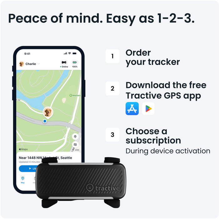 Tractive 6 GPS staðsetningartæki fyrir hunda - Svart