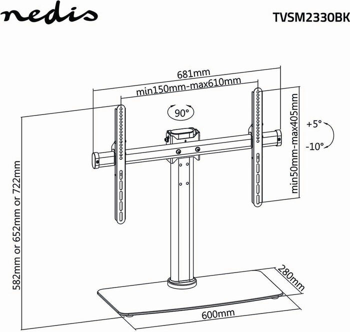 Nedis Full Motion fótur f. 32-65" sjónvörp